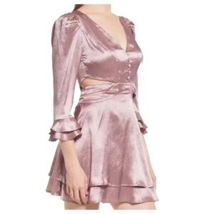 Anthropologie Rahi Lustrous Rose Pink Cut-out Silk Dress